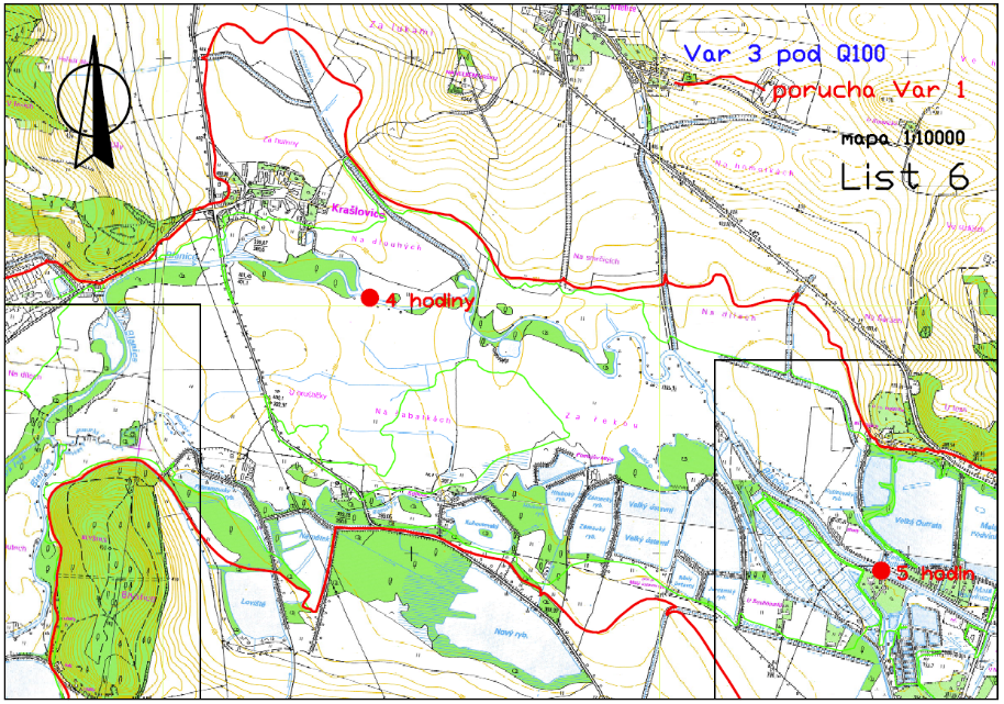 Mapy rozlivu zvláštní povodně na nádrži Husinec 